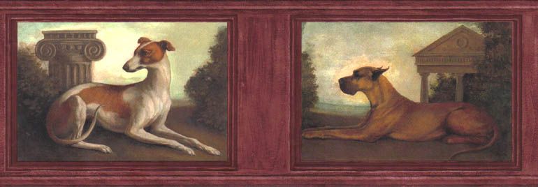 HUNTING DOGS in RUSTIC FRAMES Wallpaper Border B51651  