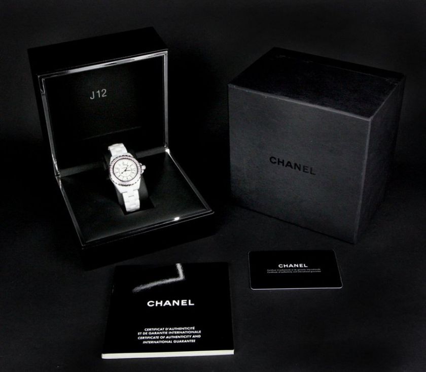 CHANEL J12 33MM WHITE CERAMIC PINK SAPPHIRES LADIES H2010 £7,000 