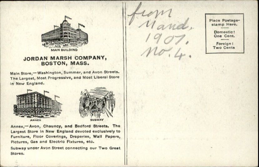 BOSTON MA Jordan Marsh Co Dining Room Old Postcard  