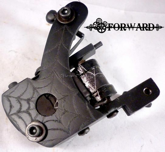   One Off Carved Spider Web Flat Black Walker Shader Tattoo Machine USA