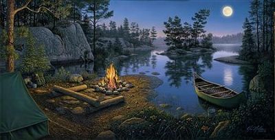 Kim Norlien Moonlight Bay Lake Scene 32 x 16  