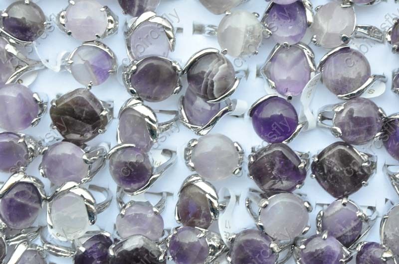 Wholesale lots amethyst gemstone silver tone Rings 25  