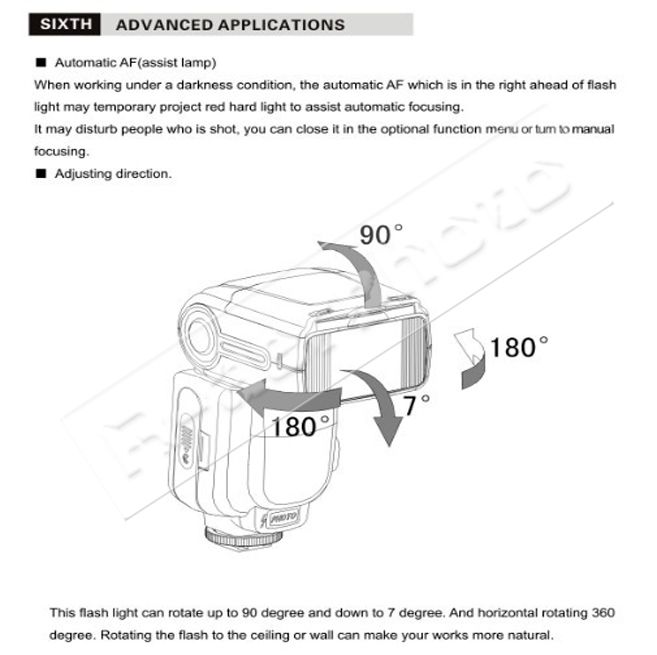 Accessories Flash light (1), Protecting bag (1), Mini stand(1) User