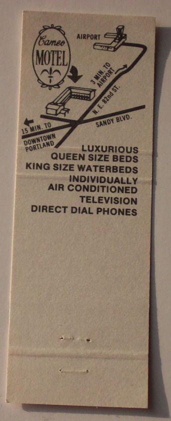 1980s Matchbook Cameo Motel Coffee Shop Portland OR MB  