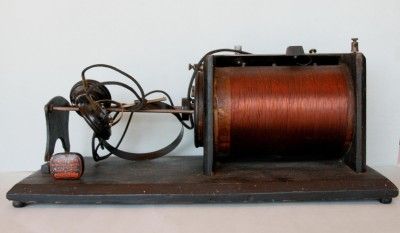 1910s Coil Wound Crystal Radio with Head Phones & Mighty Atom Tin 