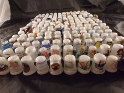 HUGE VINTAGE LOT 200 SOUVENIR TRAVEL US WORLD THIMBLE COLLECTION 