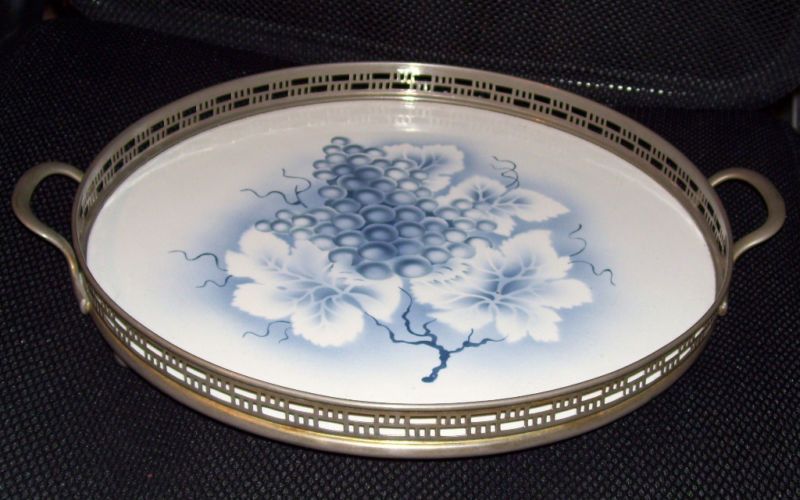 German Tray Porcelain&Pewter Jugendstil/Secessionist  