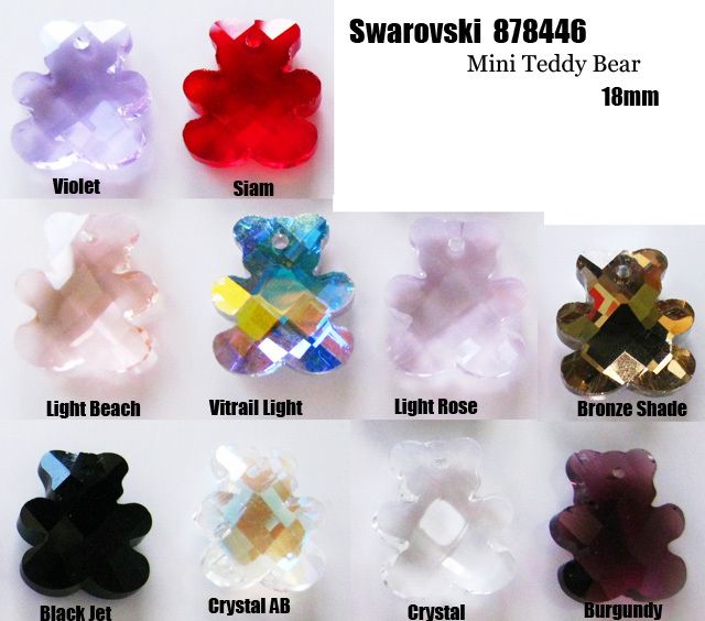 1pcs Violet Swarovski Crystal 18mm Teddy Mini Pendants  