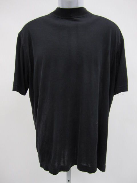 GRAN SASSO Mens Black Silk Sheer Short Sleeve T Shirt Sz XL  