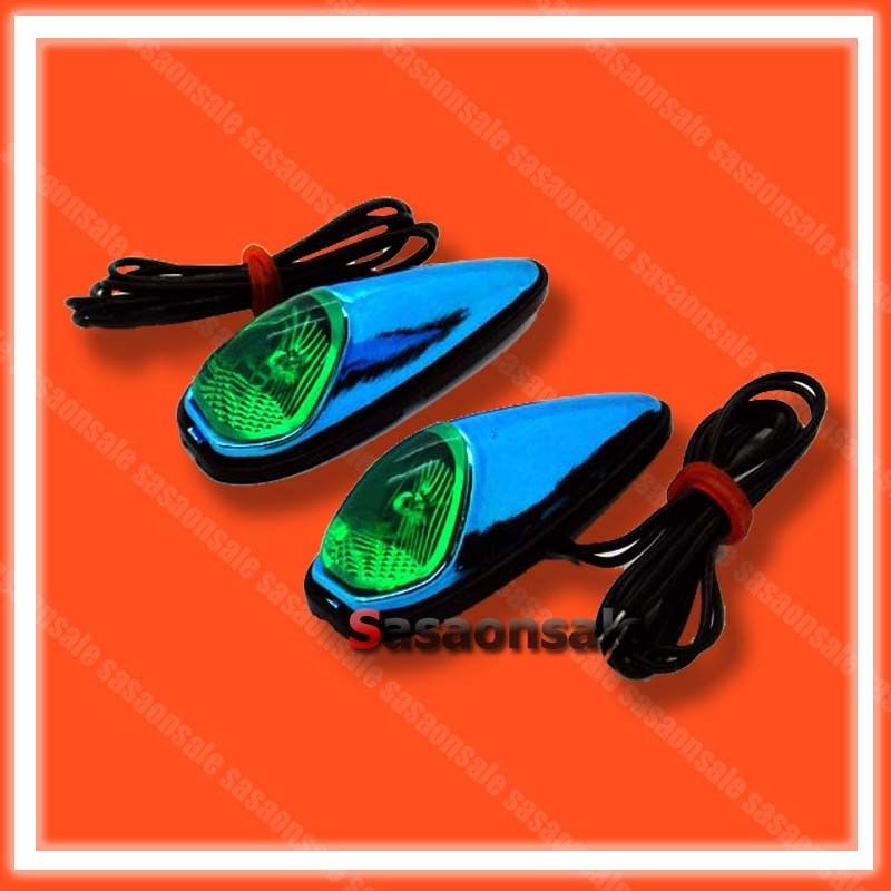   Universal Motorcycle Turn Signals Blinker Indicator Bike   BLUE/GREEN