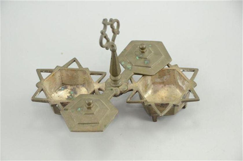 Israeli Brass JUDAICA   MAGEN DAVID   STAR OF DAVID   Salt & Pepper 