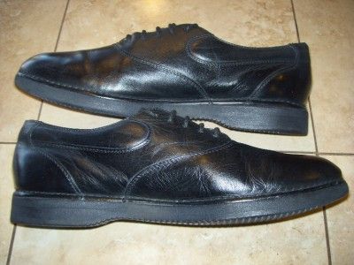 ROCKPORT BLACK LEATHER OXFORDS LIGHT WEIGHT VIBRAM SOLES 12M ##  