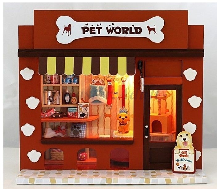 Dollhouse Miniature 7 Mini Deluxe PET SHOP DIY 112 w/ furniture 