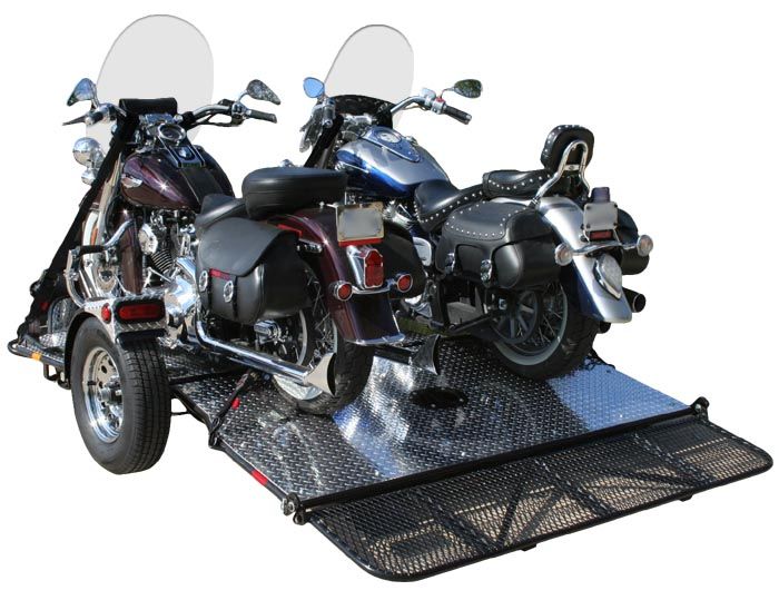 New Drop Tail Folding Dual Twin 2 Up Motorcycle Trailer  