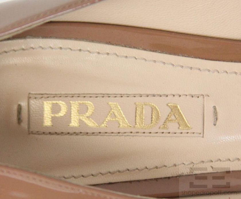 Prada Brown And Black Patent Leather Buckle Heels Size 40  