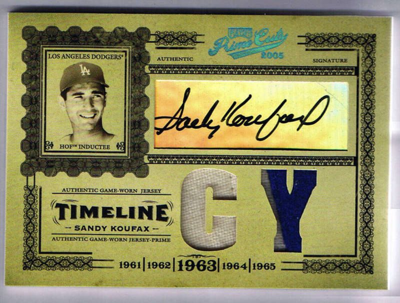 SANDY KOUFAX 05 PRIME CUTS AUTO GAME USED JERSEY # 5/10  