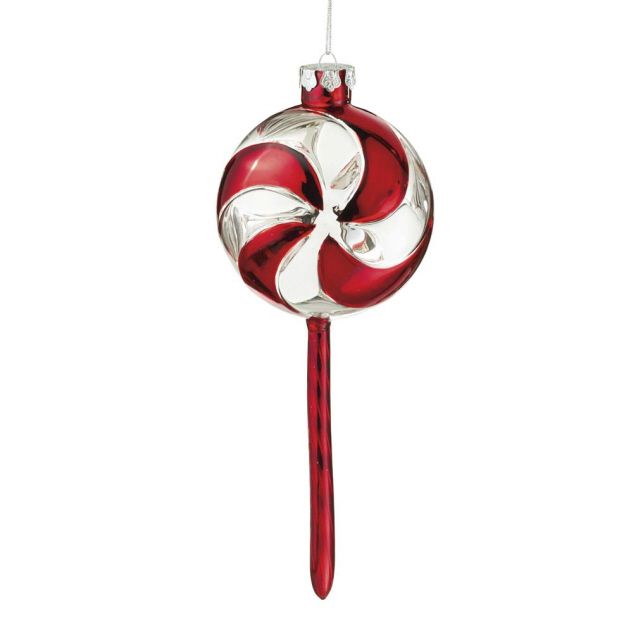 Peppermint Twist LG Lollipop Glass Christmas Ornament  