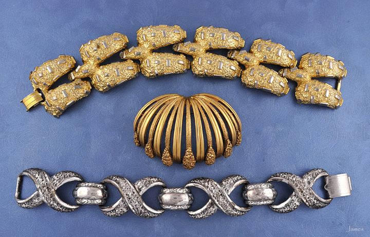 Tortolani Vintage Gold  & Silver Tone Bracelets & Pin  