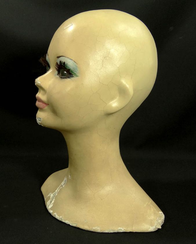   DECO MANNEQUIN HEAD BUST STORE DISPLAY PAPER MACHE HAND PAINTED DOLL
