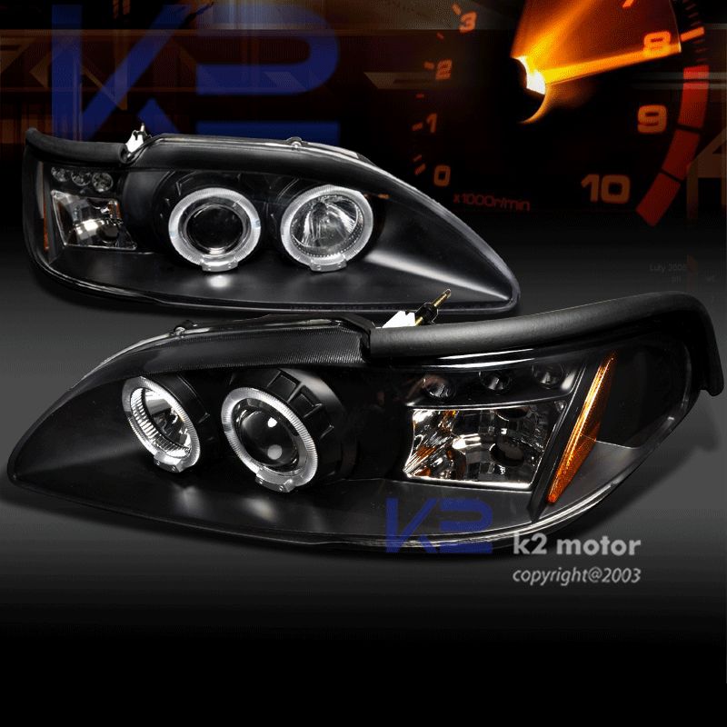 1994 1998 FORD MUSTANG LED PROJECTOR HEADLIGHTS KIT BLK  