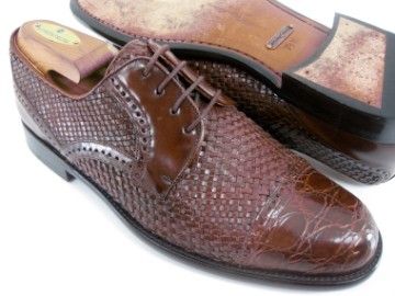 Mezlan MARINA Crocodile Alligator Woven Cap Toe Dress Shoes Oxfords 7 