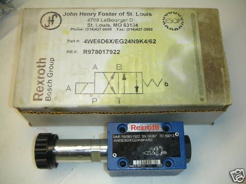 REXROTH 4WE6D62/EG24N9K4 HYDRAULIC VALVE NIB 4WE6D62  