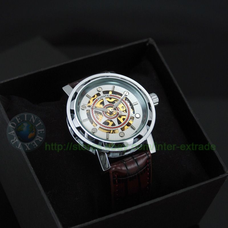 Numberless Men Automatic Skeleton Mechanical Wristwatch  