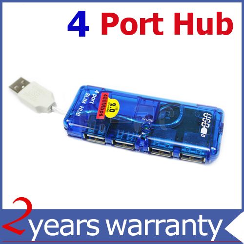 NEW 4 Port Mini USB 2.0 HUB High Speed 480 Mbps PC Slim  