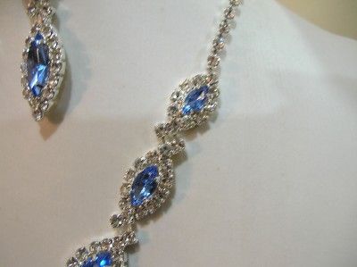 STUNNING Blue Topaz CZ Womens Necklace Earrings  