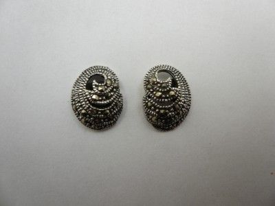 Sterling Silver Marcasite Oval Post Stud Earrings  