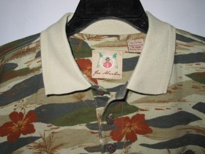 JOE MARLIN MENS HAWAIIAN POLO SHIRT MEDIUM  