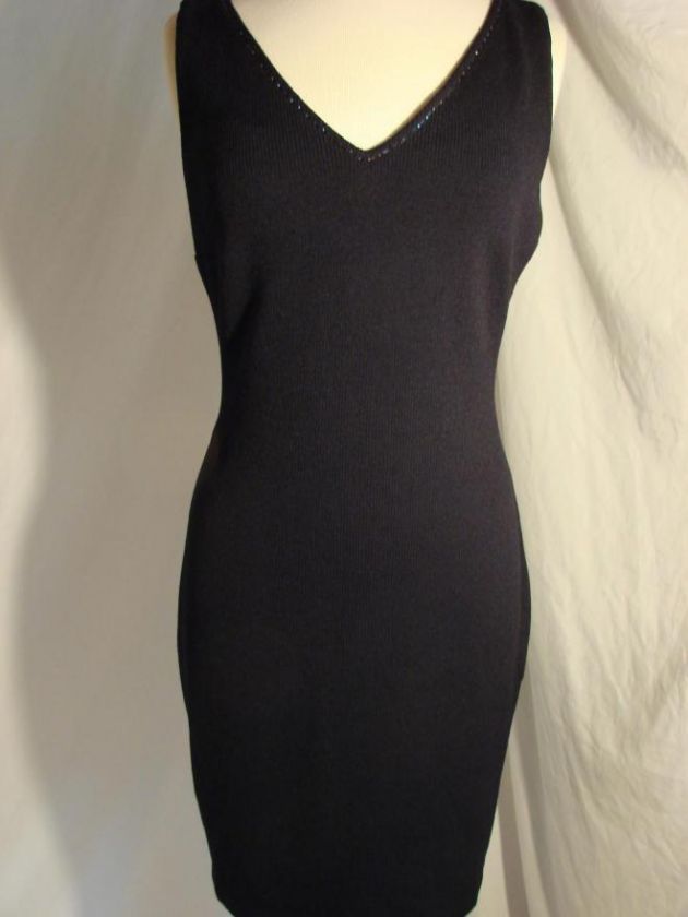 ST. JOHN EVENING COLLECTION SANTANA KNIT DRESS CAVIAR SIZE 8  