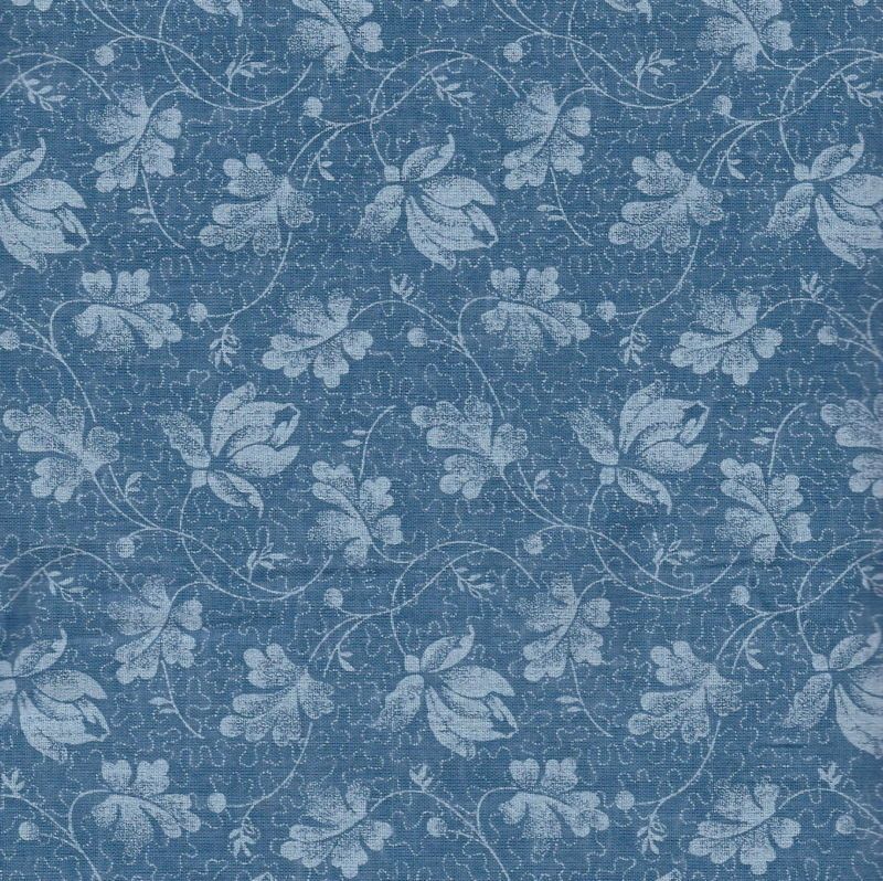 QUILT FABRIC BTHY FLOWERS AND LEAVES ON BLUE 1211110H  