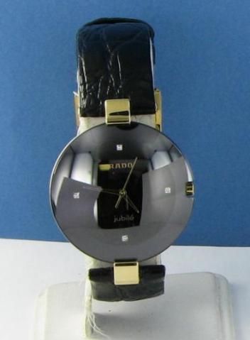 Rado R22828715 COUPOLE JUBILE LARGE 4 Diamond Dial Black Leather Strap 