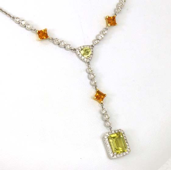 LAVISH 14K GOLD, DIAMONDS & GEMS LADIES TRENDY NECKLACE  