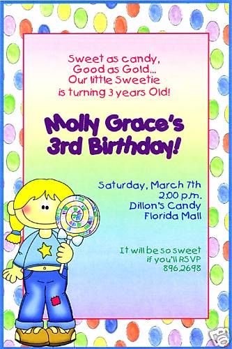 Girls Candyland Party Invitations~Sweet Shoppe  