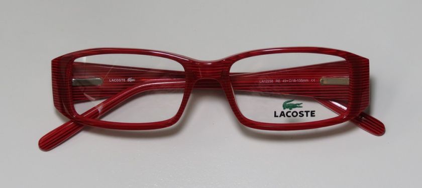 NEW LACOSTE 12238 49 16 135 STRIPED RED STYLISH EYEGLASSES/GLASSES 