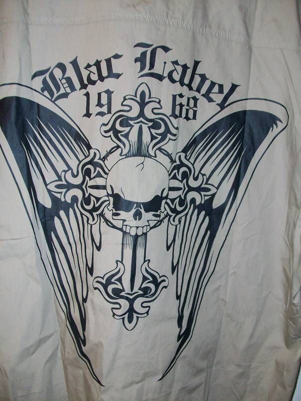 NWT BLAC LABEL 4XL 4X WINGED SKULL MILITARY SHIRT ☠ $80  