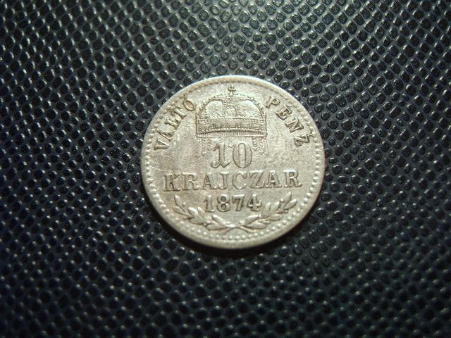 HUNGARY / SILVER 10 KREUZER / 1874 K B  