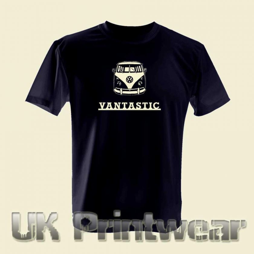 VW CAMPER SPLIT SCREEN VAN RETRO T SHIRT VANTASTIC BUS  