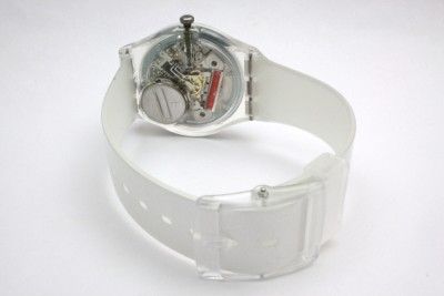 New Swatch Swiss Snowcovered White Band Day Date Watch 35mm GK733 