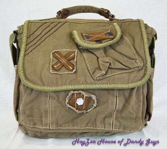 Vintage Cotton Canvas Casual Stylish Messenger Bag Gre  