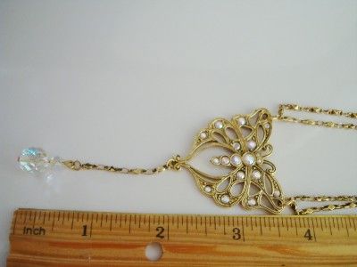   AVON NECKLACE BUTTERFLY AB RHINESTONES YOKE STYLE GOLDTONE NM  