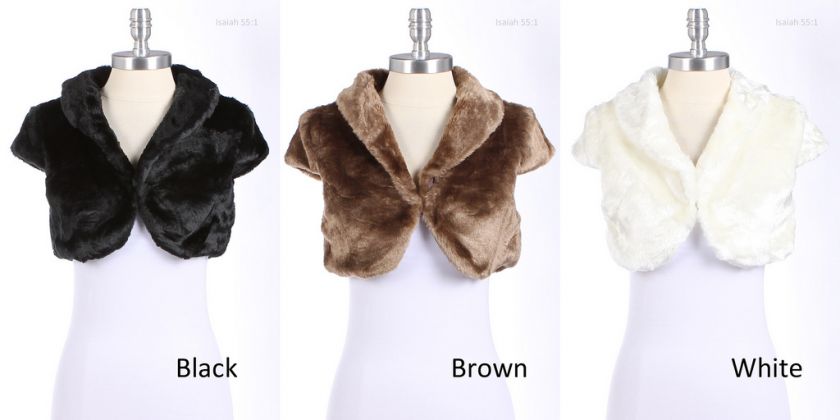 OLA MARI Faux Fur Elegant cropped Short Bolero Various Colors and Size 