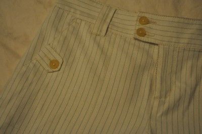BANANA REPUBLIC womens ~ Ivory Off White Linen PINSTRIPE cuff shorts 