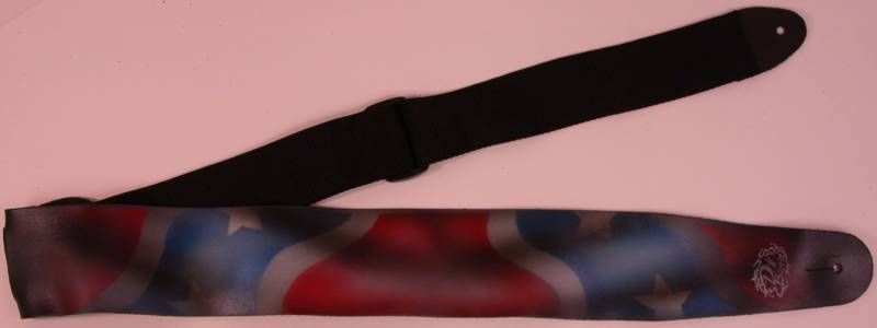 Leather Airbrushed REBEL Designer Guitar Strap, NEW  