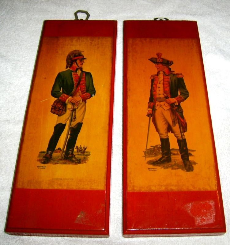 Vintage SOLDIER PRINTS ON WOOD by FREDERICK ELMIGER  