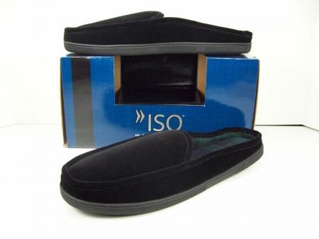 Isotoner Mens Slippers Black Clog Scuffs Size XXL 13 14 NIB  