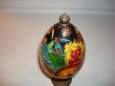 RUSSIAN LACQUER WOOD EGG OIL PAINT SOLDIERS HORSE WOW  