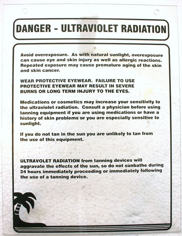 Danger   Ultraviolet Radiation Acrylic Sign 8 x 10  